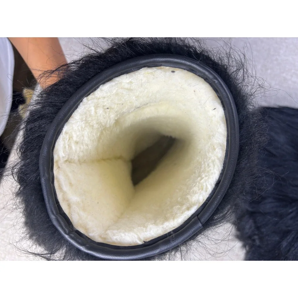 Oscar Sport Vintage Yeti Boots Black Faux Fur Made in Italy Womens 9 EU 40